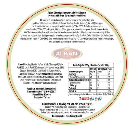 Alkan Çizik Zeytin 900g