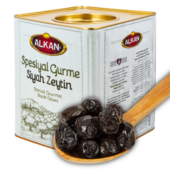 Alkan Spesiyal Gurme Siyah Gemlik Zeytini 10 kg teneke veya pet kova