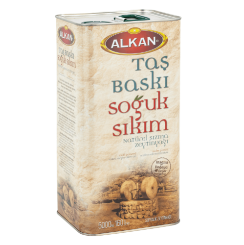 Alkan Taş Baskı Soğuk Sıkım Zeytinyağı 5 Litre