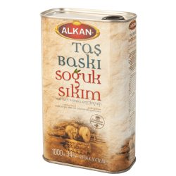 Alkan Taşbaskı Naturel Sızma Zeytinyağı 1 litre Teneke